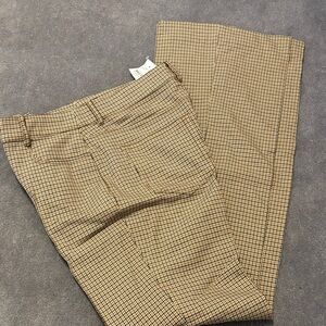 LOFT Tan Plaid Boot Cut Pants